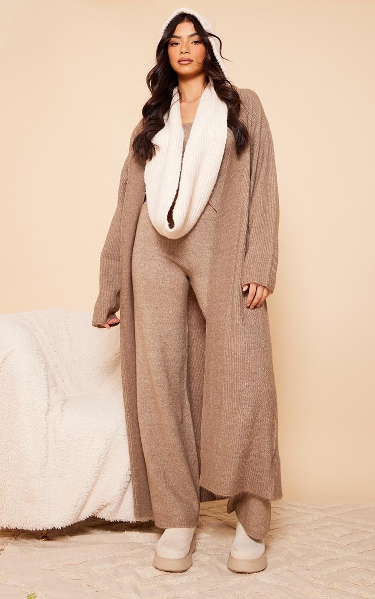 Taupe Marl Knit Rib Maxi Cardigan product image