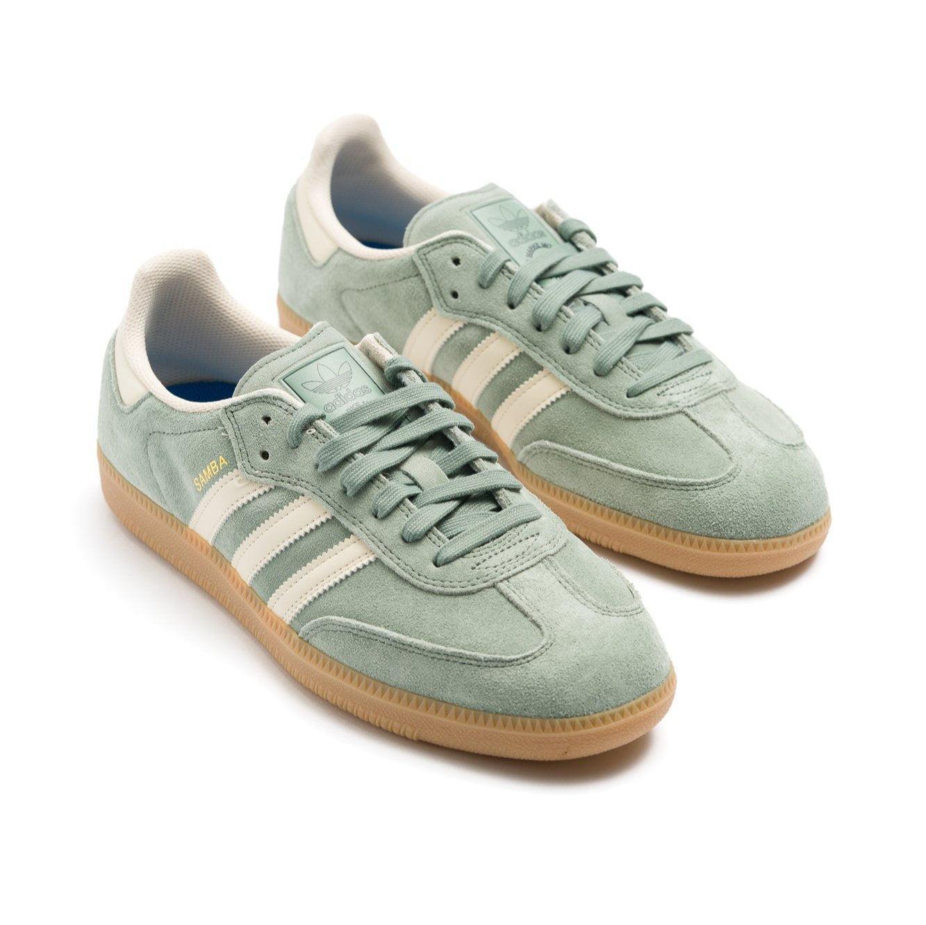 Adidas Skateboarding Samba ADV Men's Skate Shoe - Silver Green/White/Metallic Gold Male Product Image