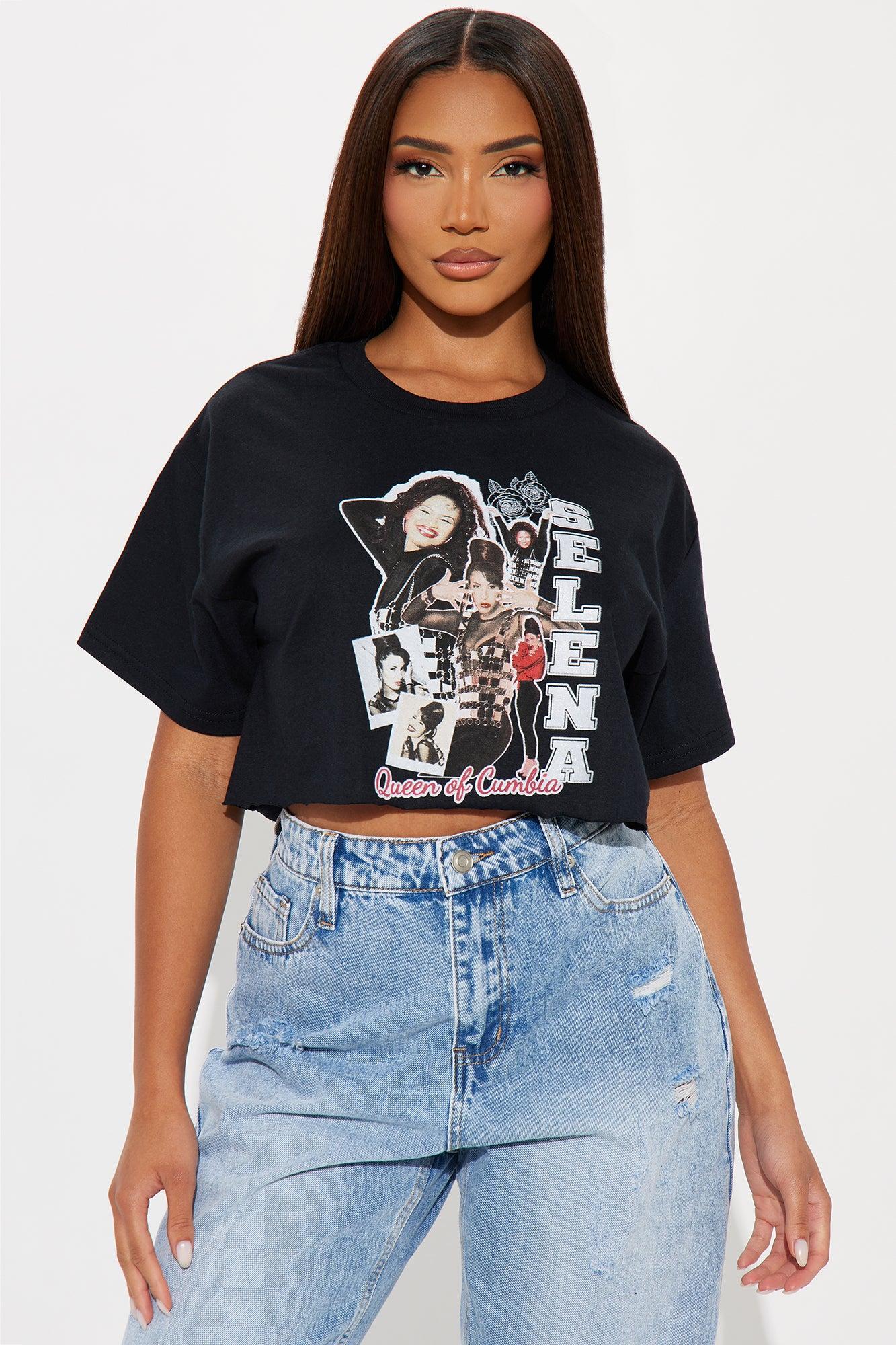 Selena Queen Of Cumbia Cropped Tee - Black Product Image