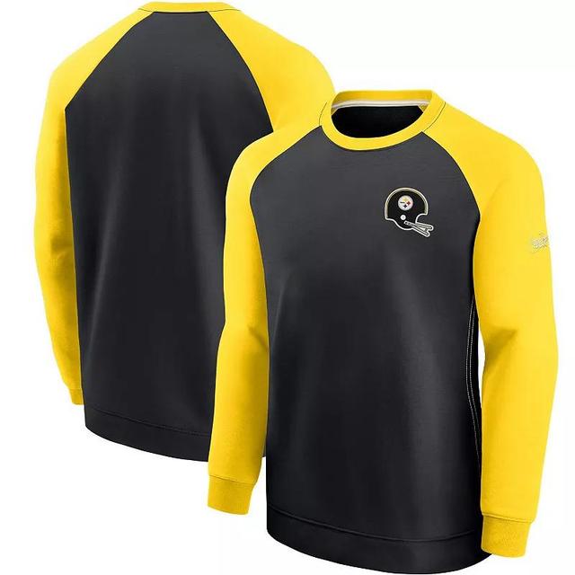 Mens Nike /Gold Pittsburgh Steelers Historic Raglan Crew Performance Sweater Product Image