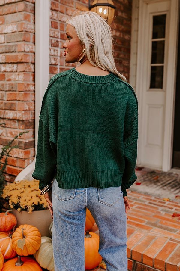 Harvest Wishes Ribbed Sweater in Hunter Green Product Image