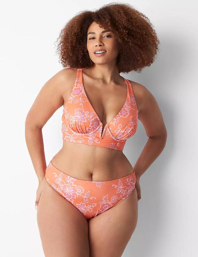 Lane Bryant High-Leg Cheeky Swim Bottom 10 Nectarine Floral Product Image