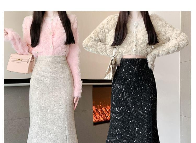 High Rise Sequined Midi Mermaid Skirt Product Image