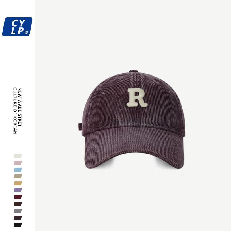 Lettering Applique Corduroy Baseball Cap Product Image