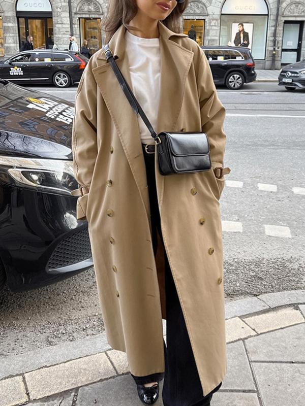 Long Sleeves Loose Split-Joint Lapel Outerwear Trench Coats Product Image