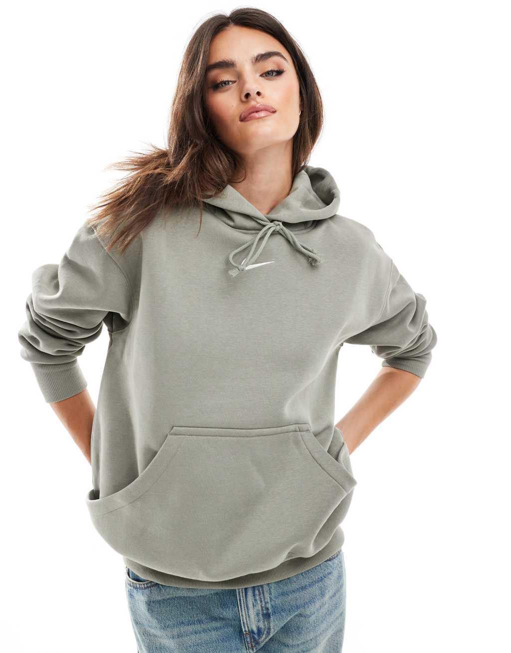 Nike Phoenix Fleece oversized hoodie in khaki Product Image