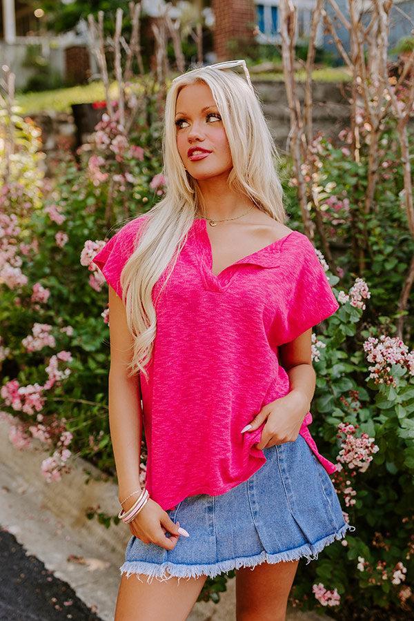 Coastal Cutie Knit Top in Hot Pink Product Image