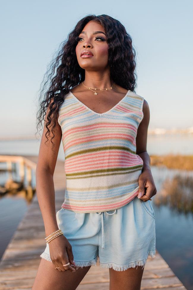 On The Cape Multi Stripe Sweater Tank Product Image