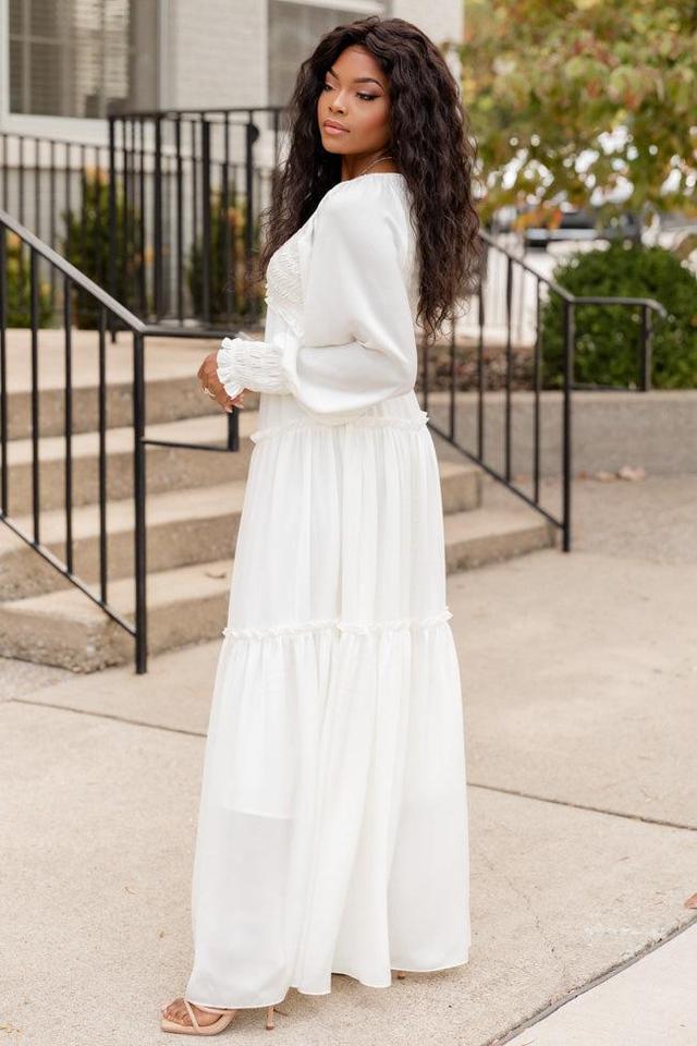 Find Yourself Cream Long Sleeve Ruffle Trim Maxi Dress FINAL SALE Product Image