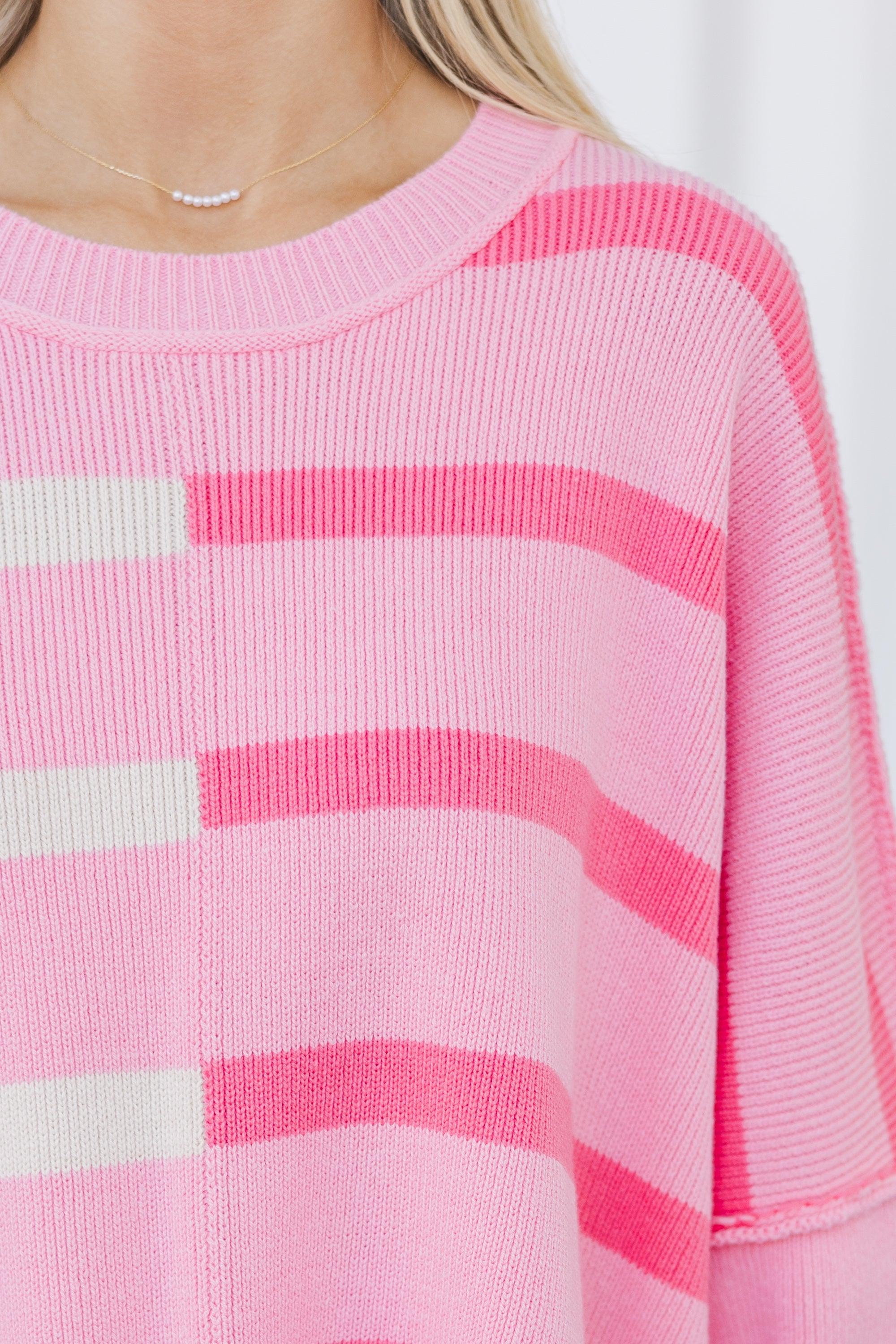 Give You Joy Pink Striped Sweater Female Product Image