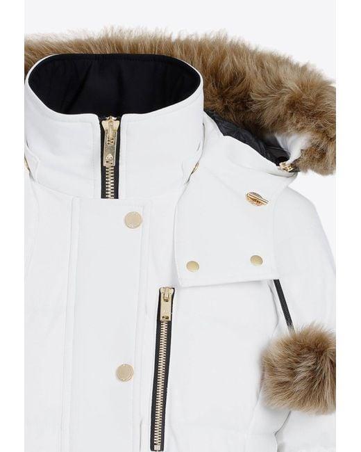 Moose knuckles Womens Gold Cambria White Parka with Natural Shearling Female Product Image