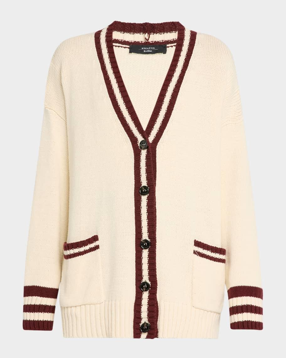 Vicolo Stripe Trim V-Neck Cardigan Product Image