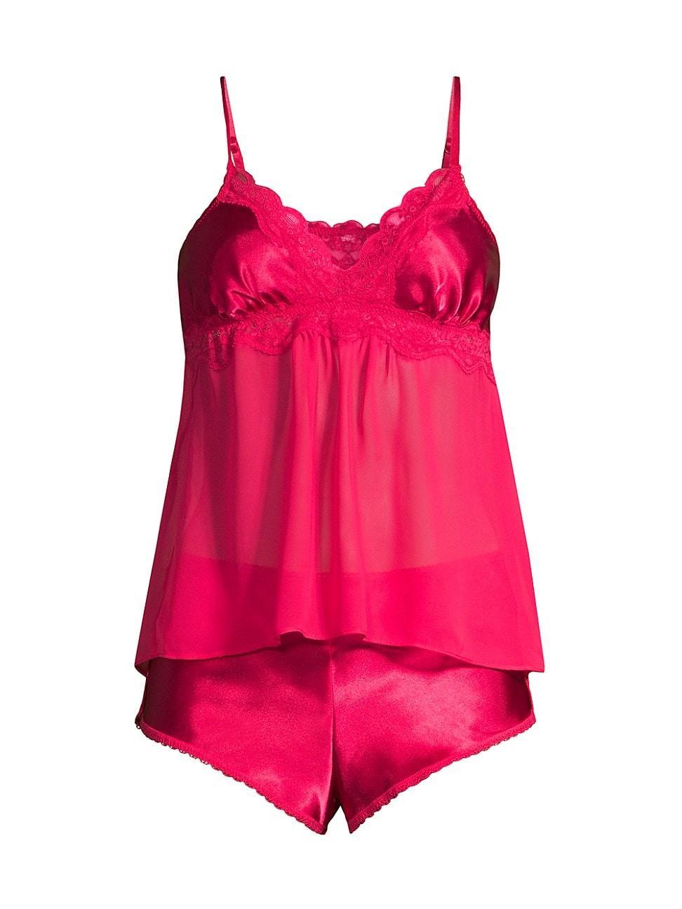 Womens 2-Piece Satin Camisole & Shorts Set Product Image