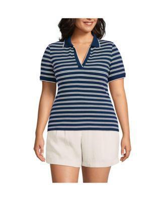 Plus Size Short Sleeve Polished Rib Polo Product Image