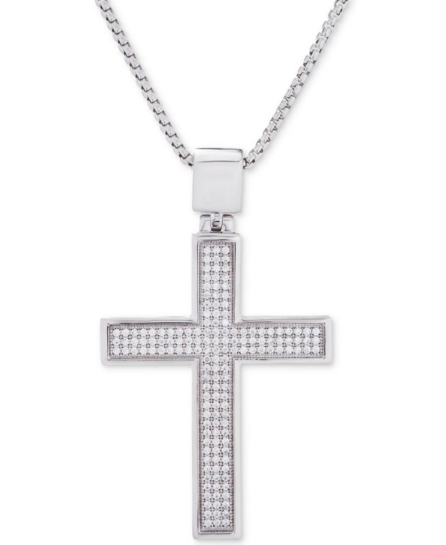 Diamond Cross 22 Pendant Necklace (1/2 ct. t.w.) in 14k Gold-Plated Sterling Silver or Sterling Silver (Also in Black Diamonds) - White Product Image