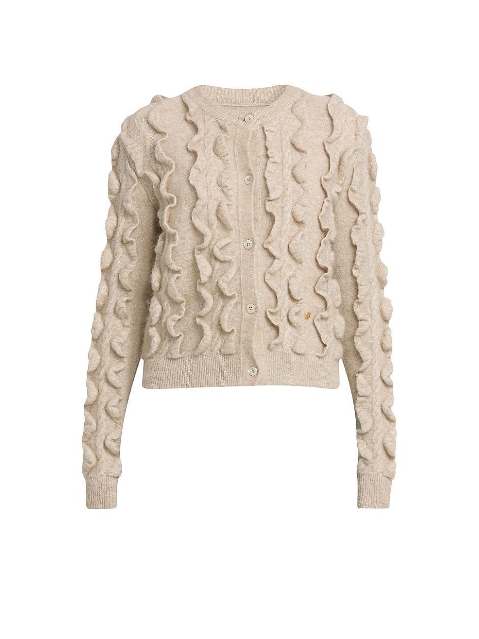 Womens Frill Mohair-Wool Blend Cardigan Product Image