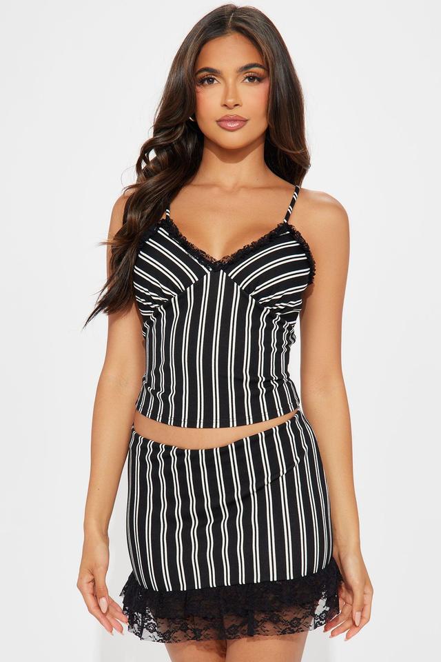 Can't Have Me Striped Skirt Set - Black/White Product Image