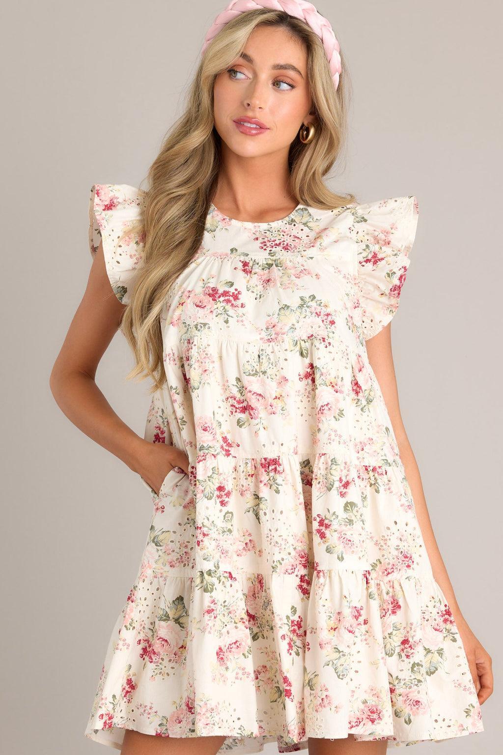 My Serenity Light Pink Flutter Sleeve Mini Dress product image