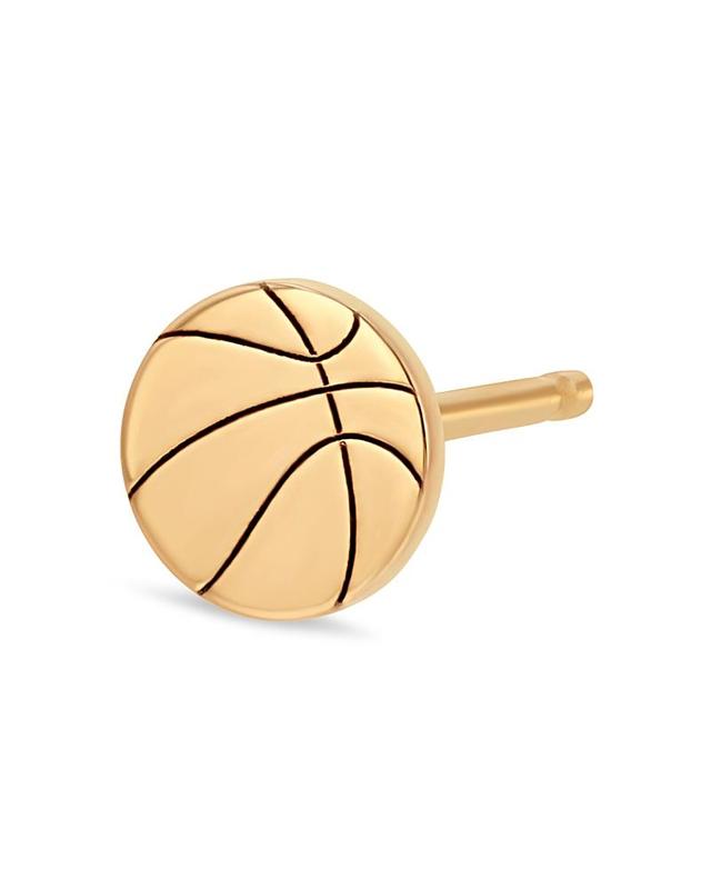 Womens Itty Bitty Symbols 14K Gold Basketball Stud Earrings Product Image