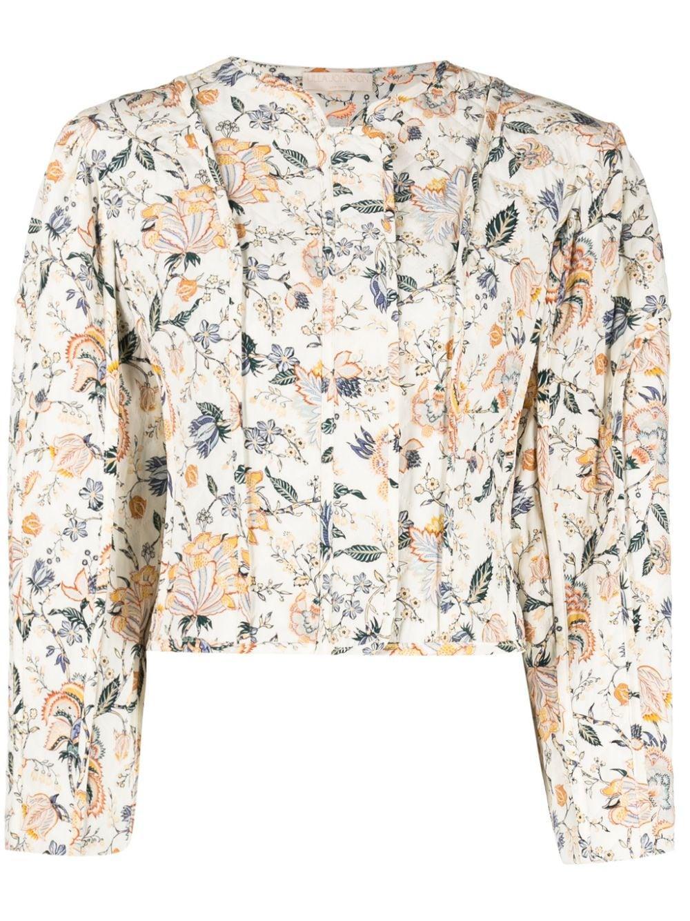 Floral-print Cropped Jacket In Multicolour Product Image