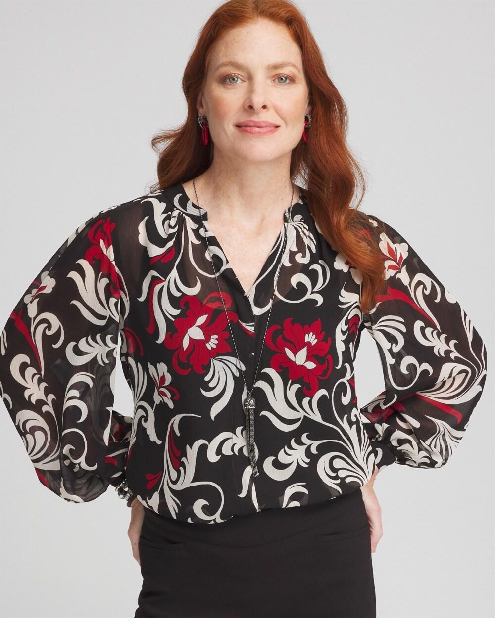 Crinkle Chiffon Floral Blouse Product Image