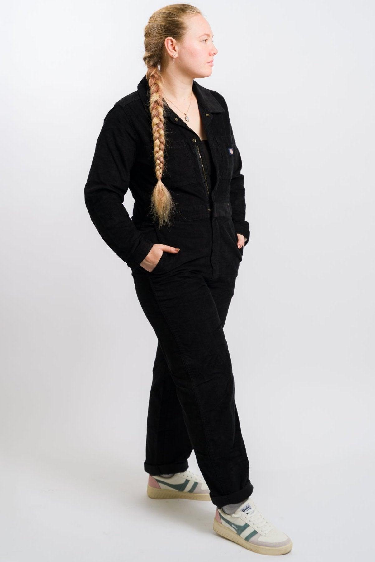 Dickies Women's Corduroy Long Sleeve Coveralls - Black Product Image