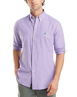 Polo Ralph Lauren Classic Fit Gingham Stretch Poplin Shirt (4656I Lavender/White) Men's Clothing Product Image