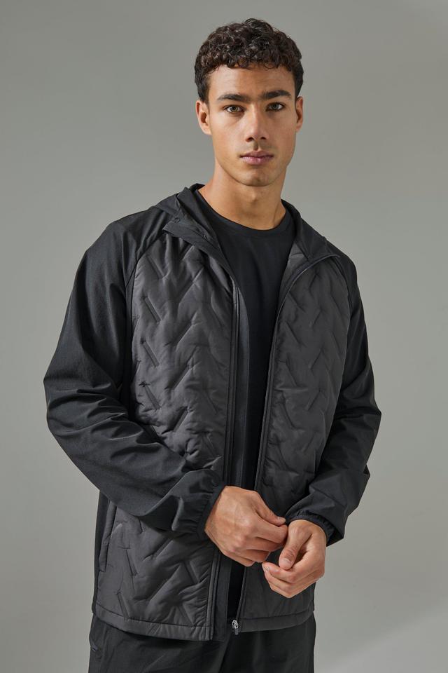 Man Active Quilted Hooded Jacket | boohooMAN USA Product Image