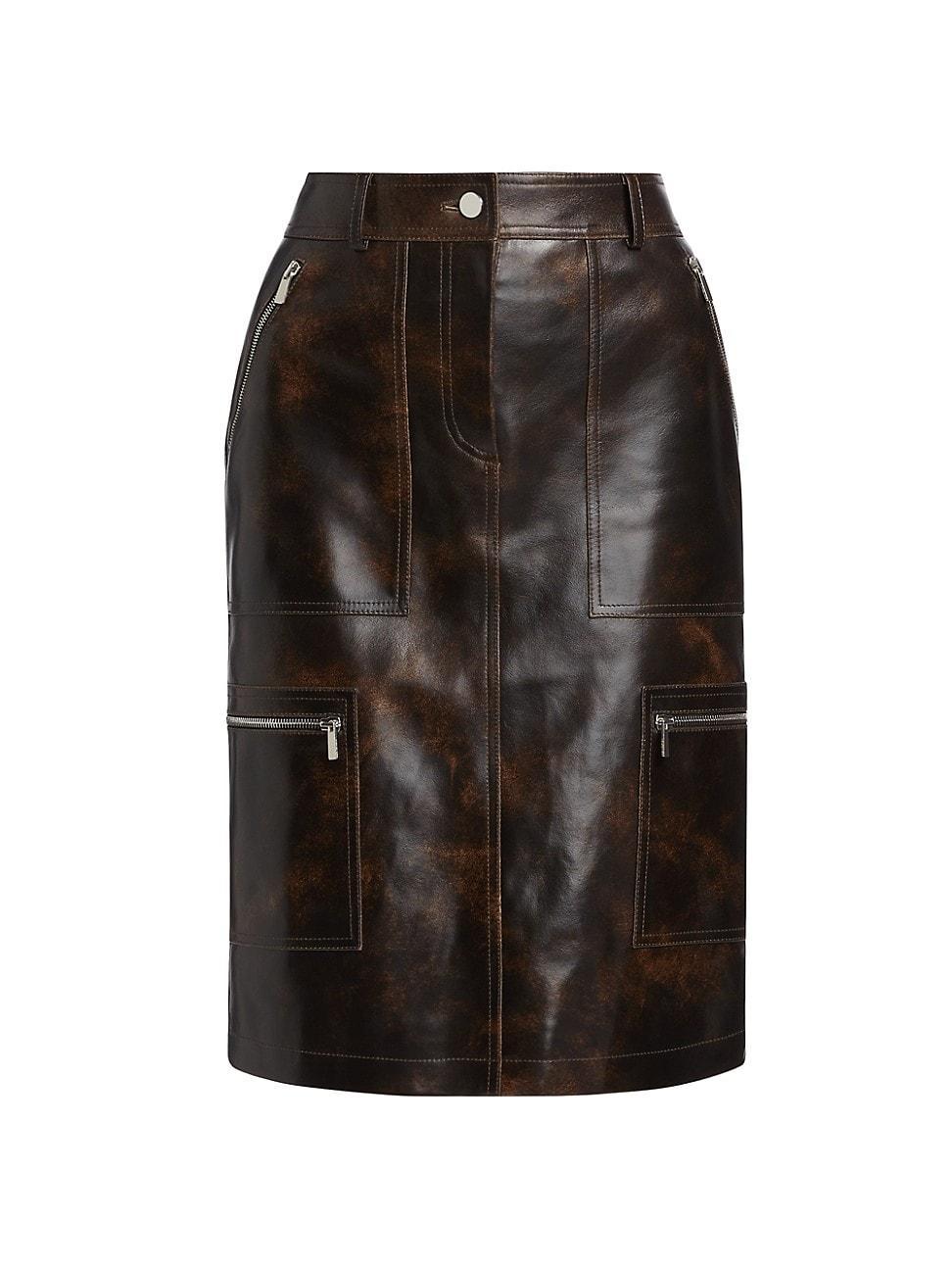 Womens Cargo Distressed Leather Pencil Skirt Product Image