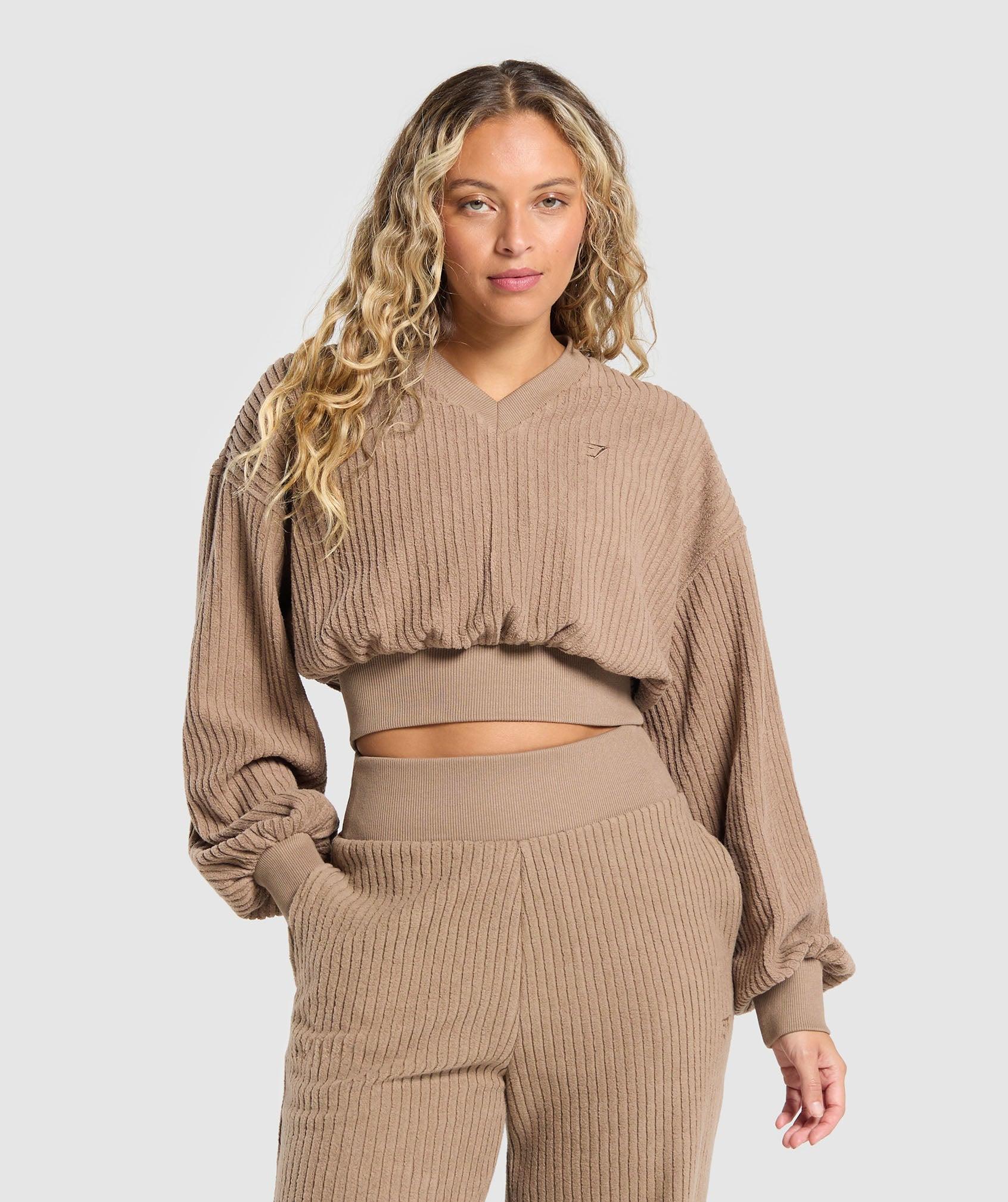 Gymshark Cropped Cord Sweater - Soul Brown Female Product Image