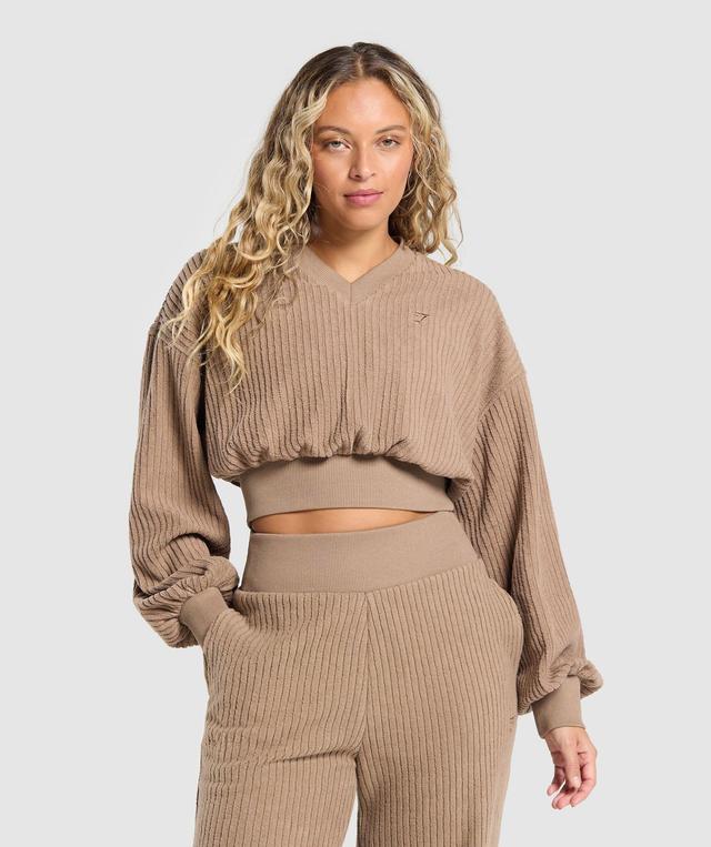 Gymshark Cropped Cord Sweater - Soul Brown Female Product Image