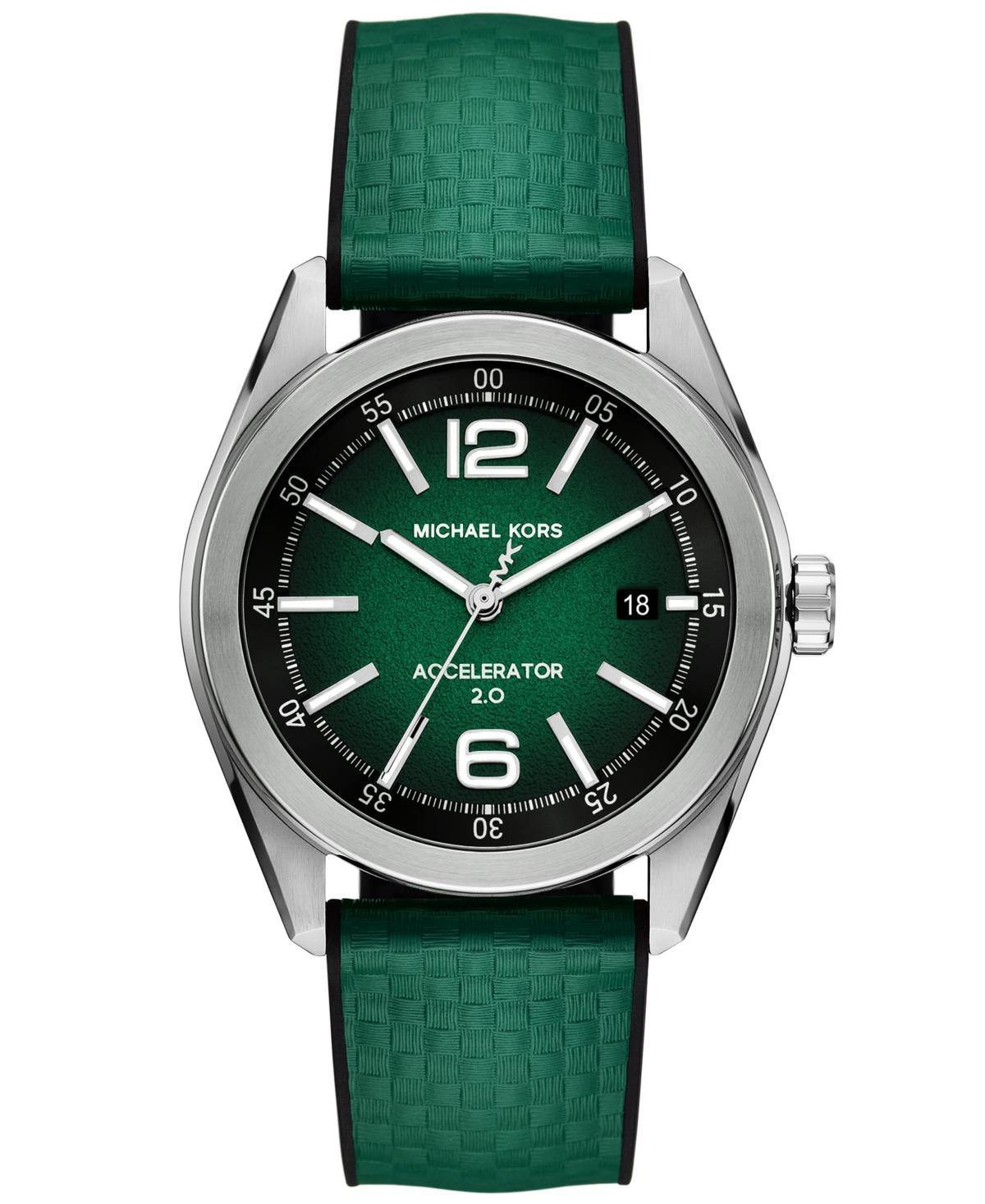 Michael Kors Mens Accelerator 2.0 Three-Hand Date Green Nylon and Silicone Strap Watch Product Image