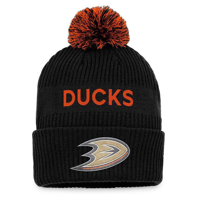 Mens Fanatics Black Anaheim Ducks 2022 Nhl Draft Authentic Pro Cuffed Knit Hat with Pom - Black Product Image