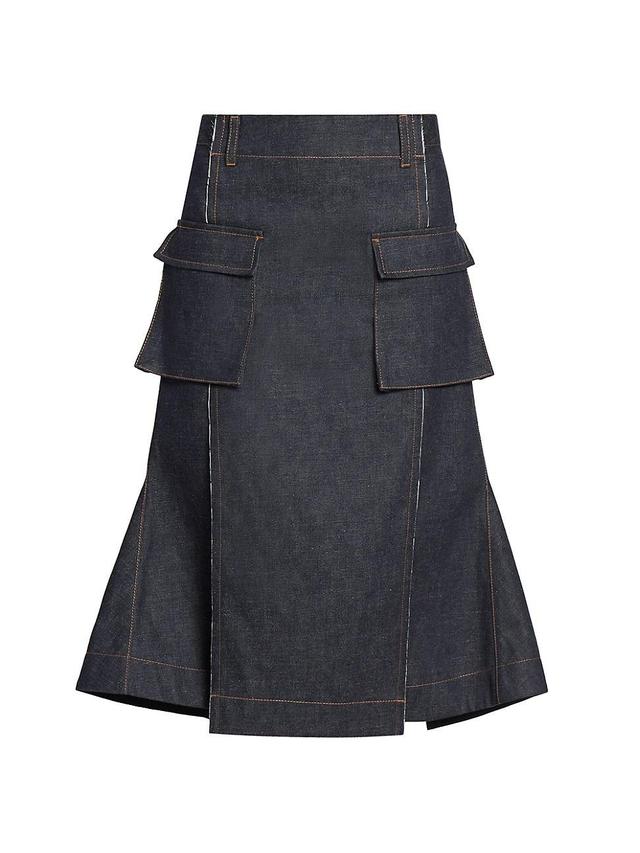 Womens Pleated Deconstructed Denim Skirt Product Image