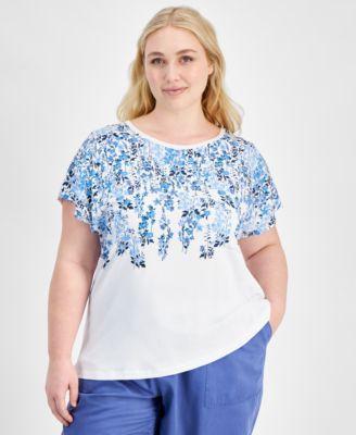 Plus Size Floral-Print Pullover Top Product Image