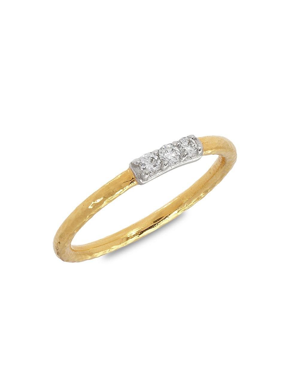 Womens Geo 22K Yellow Gold, 18K White Gold & Diamond Ring Product Image