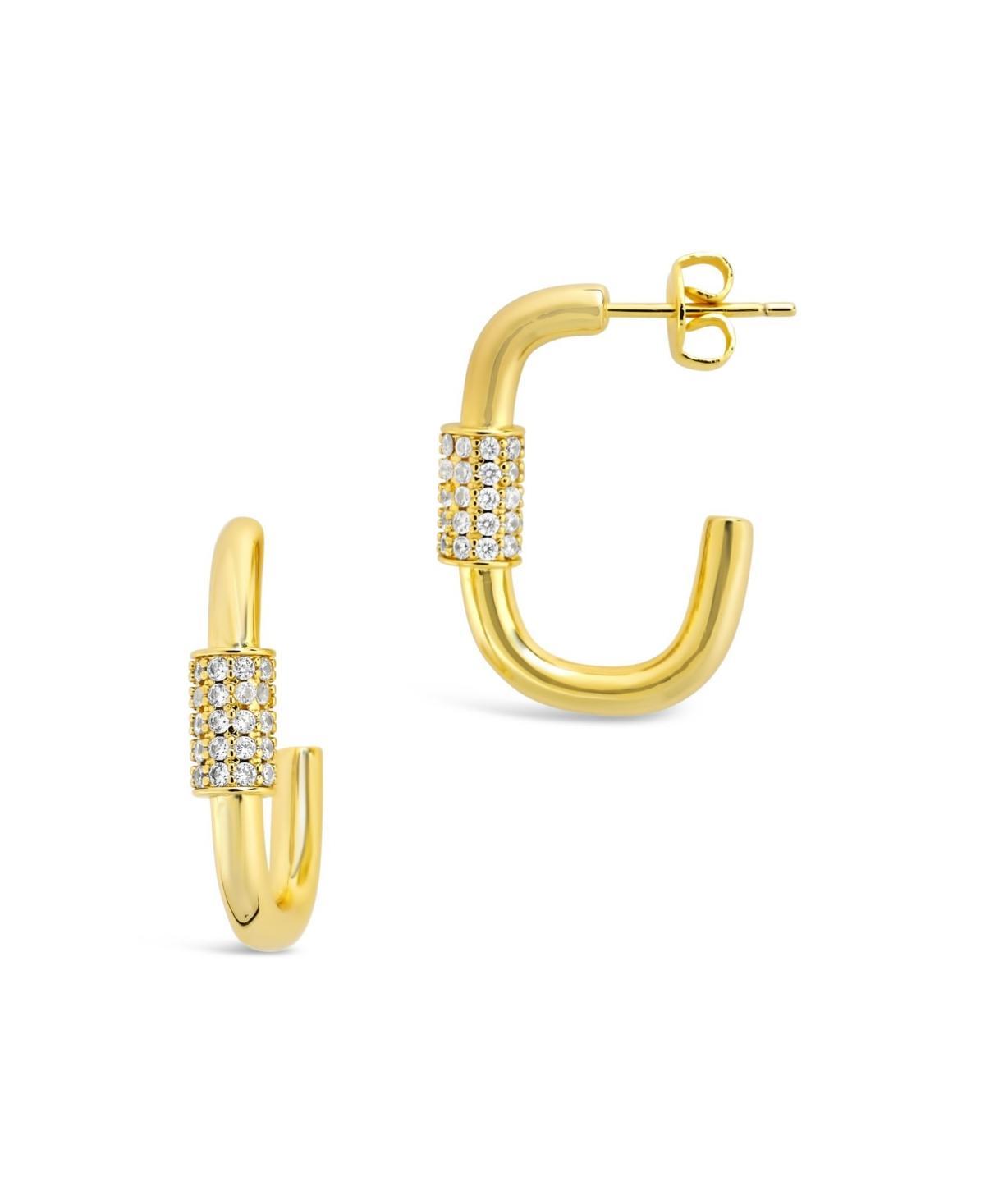 Womens Oval Carabiner Gold Plated Hoop Earrings Product Image