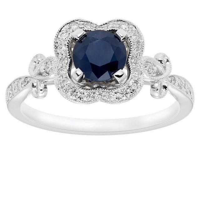 Boston Bay Diamonds 10k White Gold Sapphire & 1/4 Carat T.W. Diamond Engagement Ring, Womens Product Image