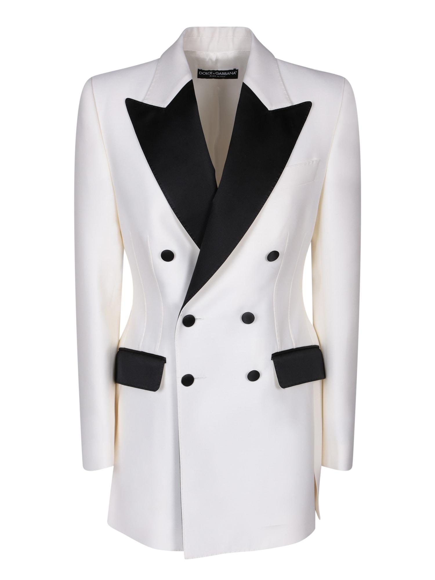 DOLCE & GABBANA Double-breasted White/black Jacket Product Image