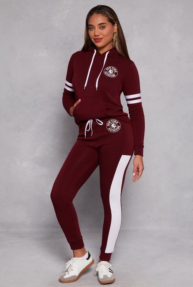 Womens New York Brooklyn Graphic Color Block Joggers Product Image