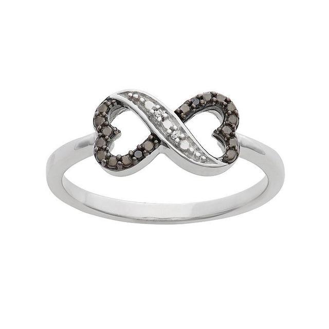 Jewelexcess Black and White Diamond Accent Sterling Silver Heart Infinity Ring, Womens Product Image