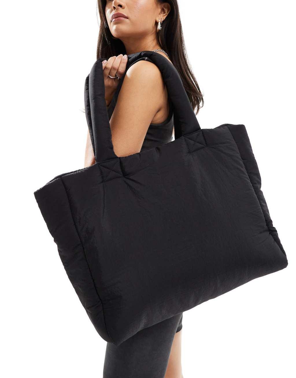 ASOS 4505 padded woven gym tote bag in black Product Image