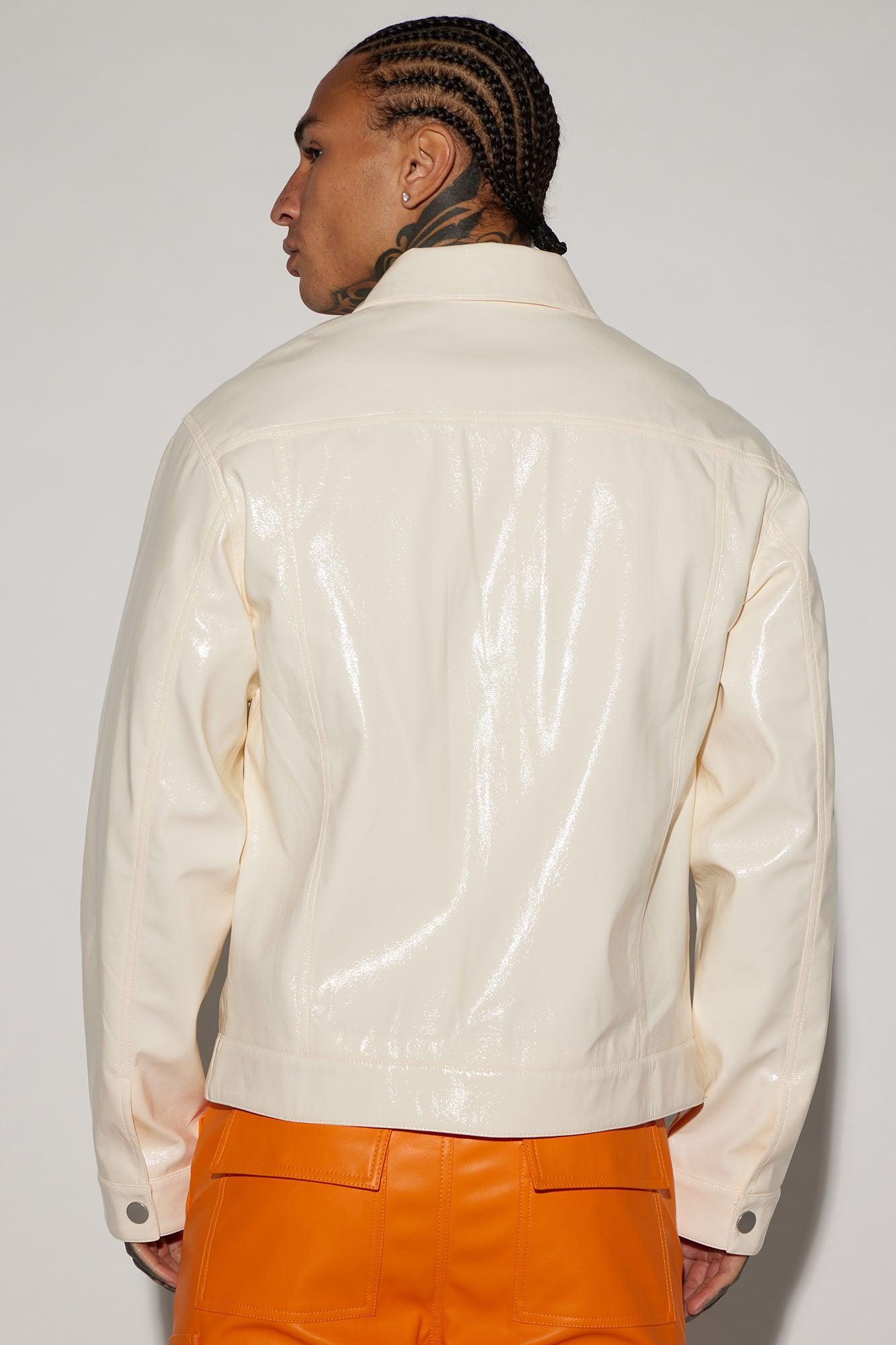 Da Baddie Faux Leather Trucker Jacket - Cream Product Image