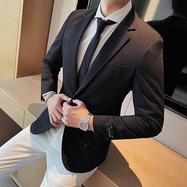 Plain Single-Button Blazer Product Image