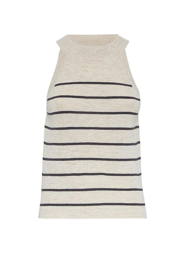 Womens Sparkling Linen Striped Knit Top Product Image