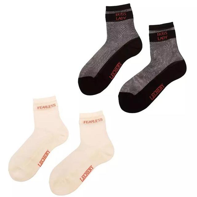 Womens LECHERY Fearless & Boss Lady 2-Pack Statement Sheer Crew Socks Product Image