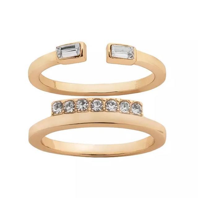 LC Lauren Conrad Gold Tone Stackable Stone Rings, Womens Clear Product Image