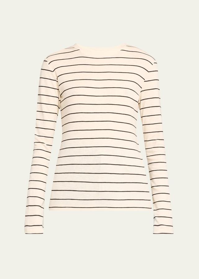 Vince Striped Long Sleeve Crewneck Top Product Image