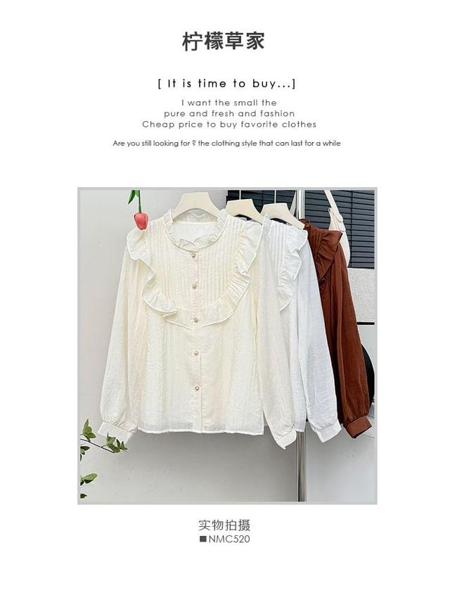 Ruffled Pleated Loose Shirt Product Image