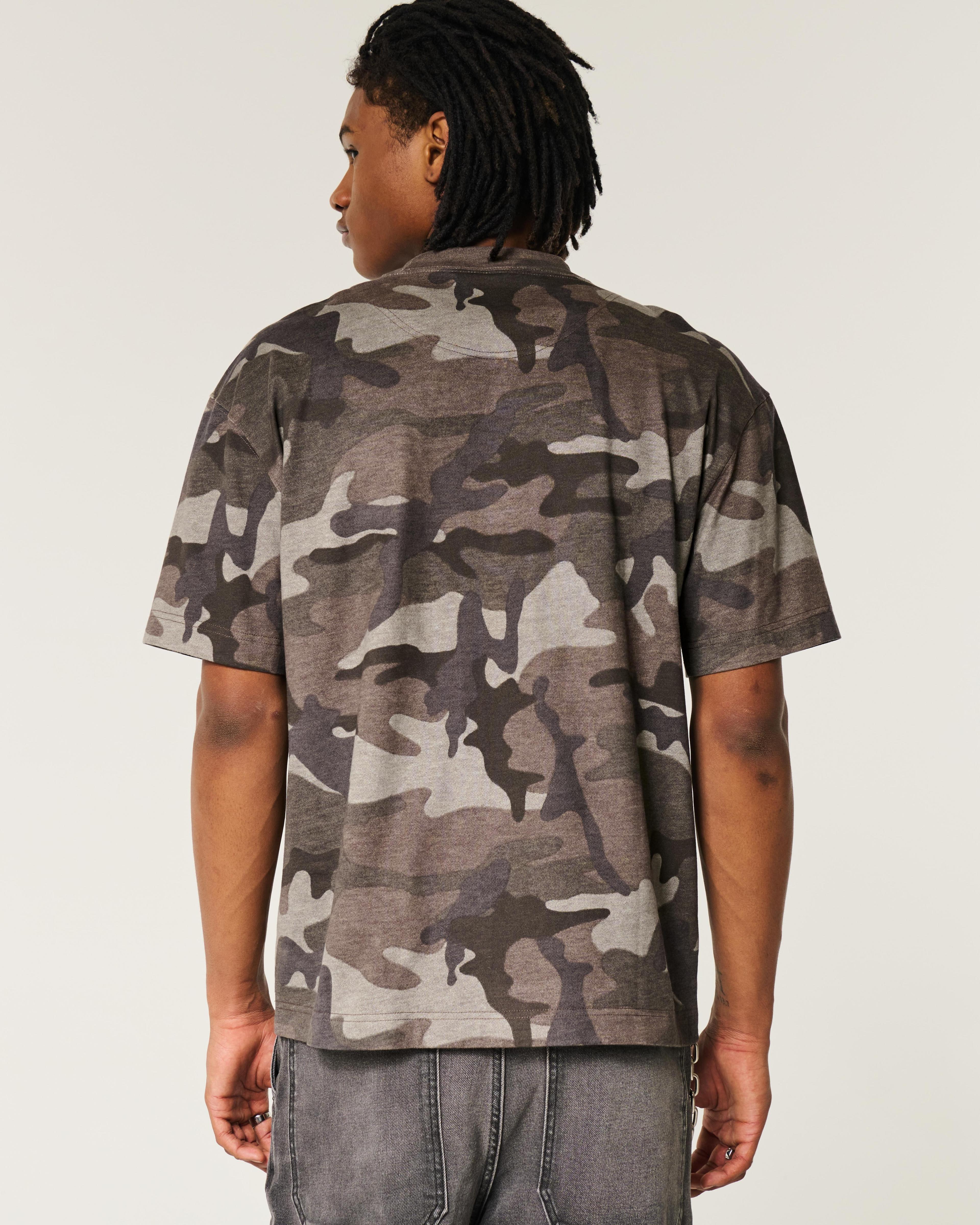 Boxy Heavyweight Camo Crew T-Shirt Product Image